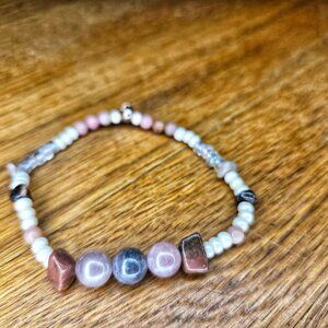 Sunstone and Rhodonite Bracelet – Handmade Stretch Bracelet for Self-Love and He